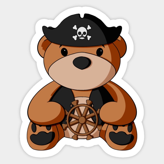 Pirate Teddy Bear Sticker by Alisha Ober Designs